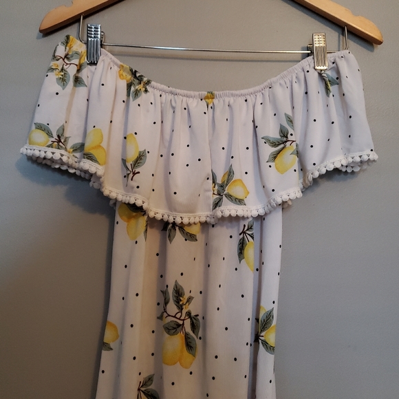 Ocean Pacific Lemon/White Off-Shoulder 🍋 Dress - Size M - Picture 6 of 9